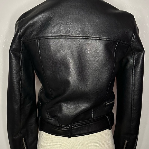Zara Black Leather Jacket Asymmetrical Design - Picture 6 of 14